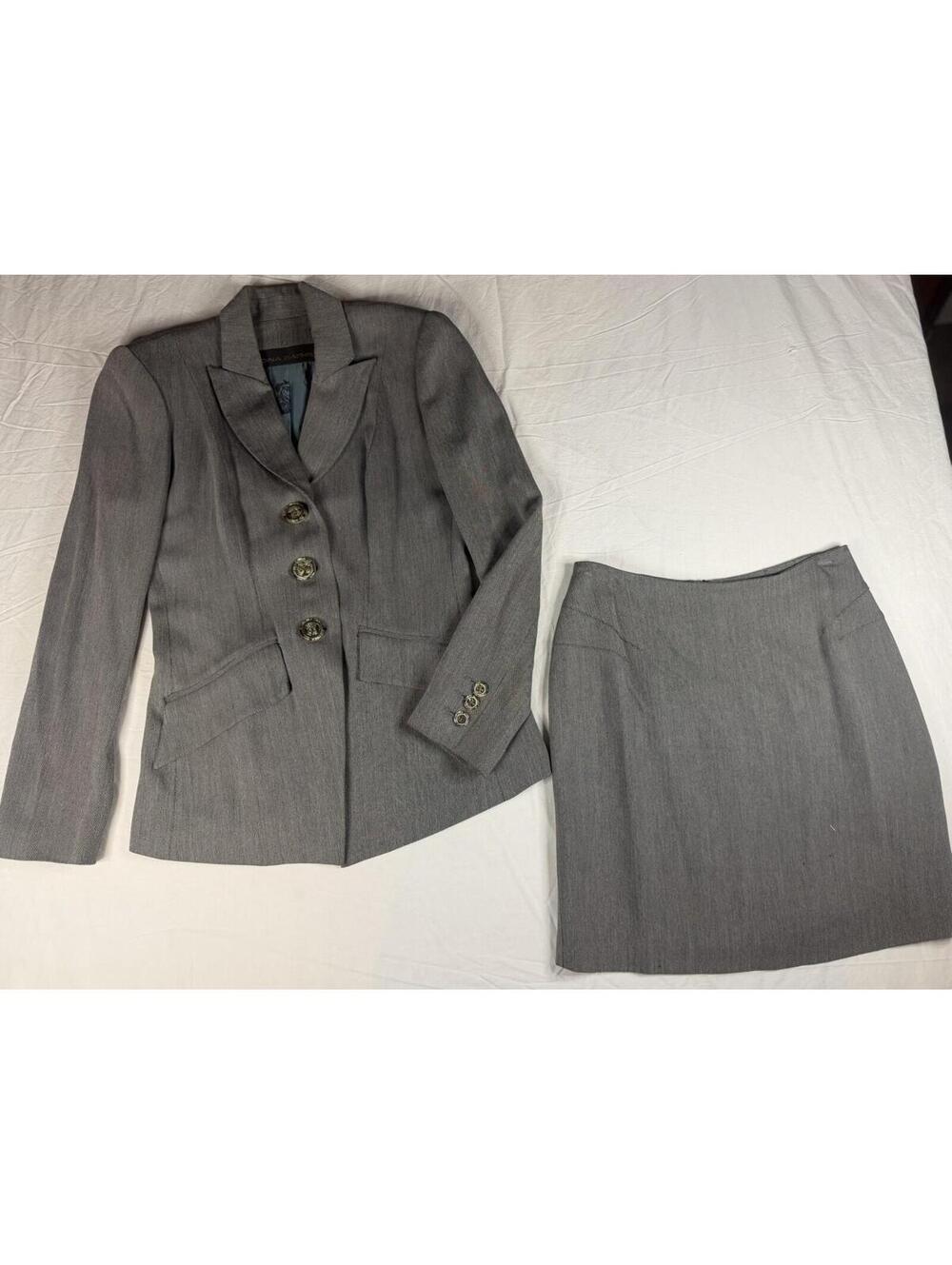✨ Vintage Sophisticated Dina Bar-El Gray Wool Skirt Suit Set  Great Condition ✨